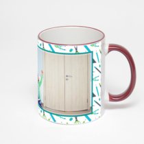 Кружка с бордовой ручкой и ободком