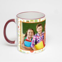 Кружка с бордовой ручкой и ободком