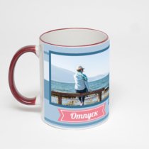 Кружка с бордовой ручкой и ободком