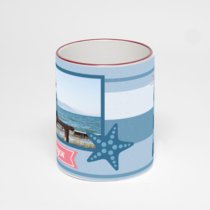 Кружка с бордовой ручкой и ободком