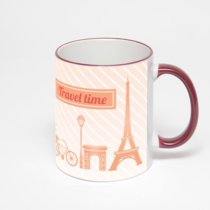 Кружка с бордовой ручкой и ободком