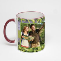 Кружка с бордовой ручкой и ободком