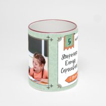 Кружка с бордовой ручкой и ободком