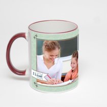 Кружка с бордовой ручкой и ободком