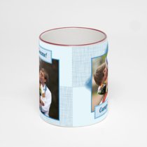 Кружка с бордовой ручкой и ободком