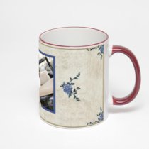 Кружка с бордовой ручкой и ободком