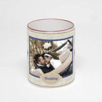 Кружка с бордовой ручкой и ободком