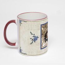 Кружка с бордовой ручкой и ободком