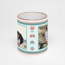 Кружка с бордовой ручкой и ободком