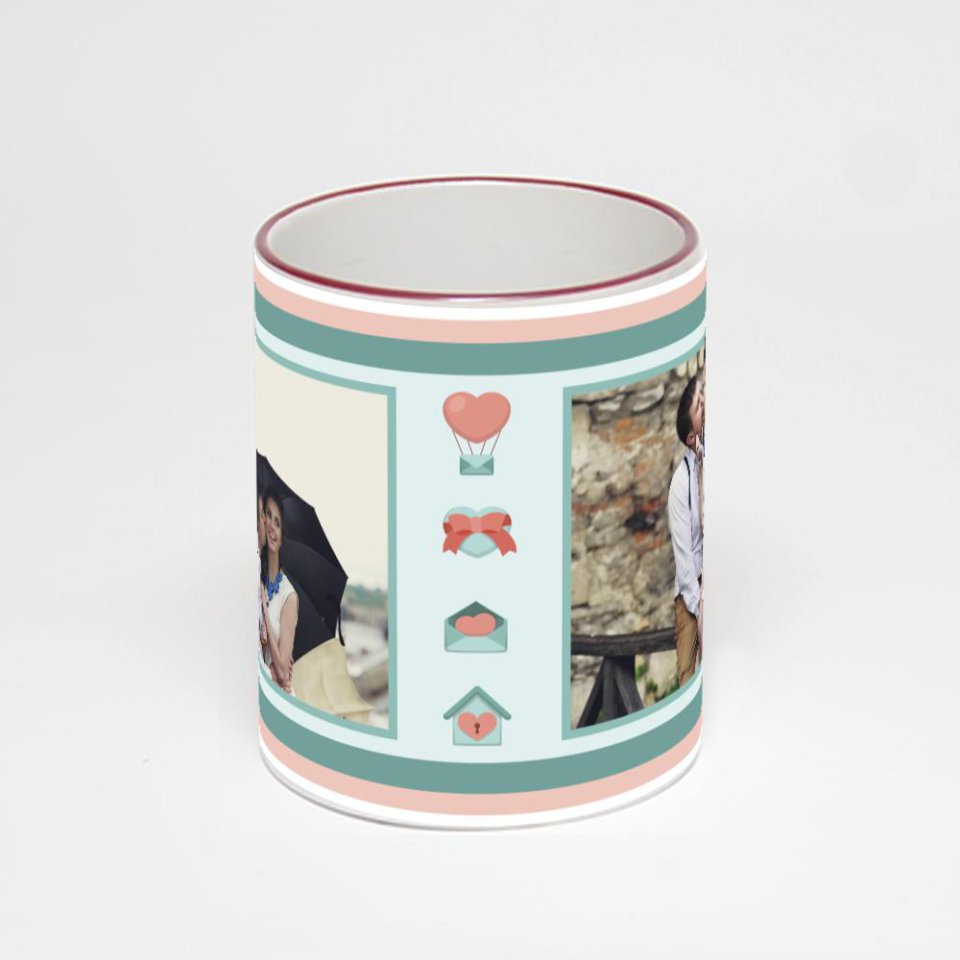 Кружка с бордовой ручкой и ободком