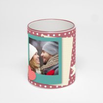 Кружка с бордовой ручкой и ободком