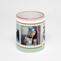 Кружка с бордовой ручкой и ободком