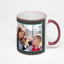 Кружка с бордовой ручкой и ободком