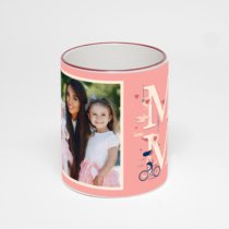 Кружка с бордовой ручкой и ободком