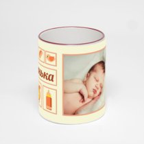 Кружка с бордовой ручкой и ободком