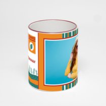 Кружка с бордовой ручкой и ободком