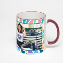 Кружка с бордовой ручкой и ободком