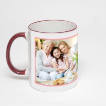 Кружка с бордовой ручкой и ободком