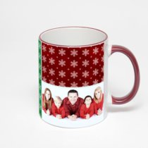 Кружка с бордовой ручкой и ободком