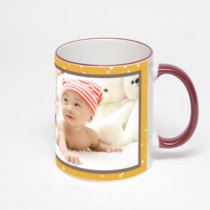 Кружка с бордовой ручкой и ободком