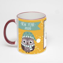 Кружка с бордовой ручкой и ободком