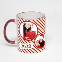 Кружка с бордовой ручкой и ободком