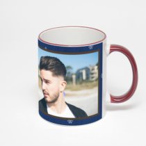 Кружка с бордовой ручкой и ободком