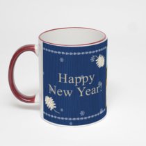 Кружка с бордовой ручкой и ободком