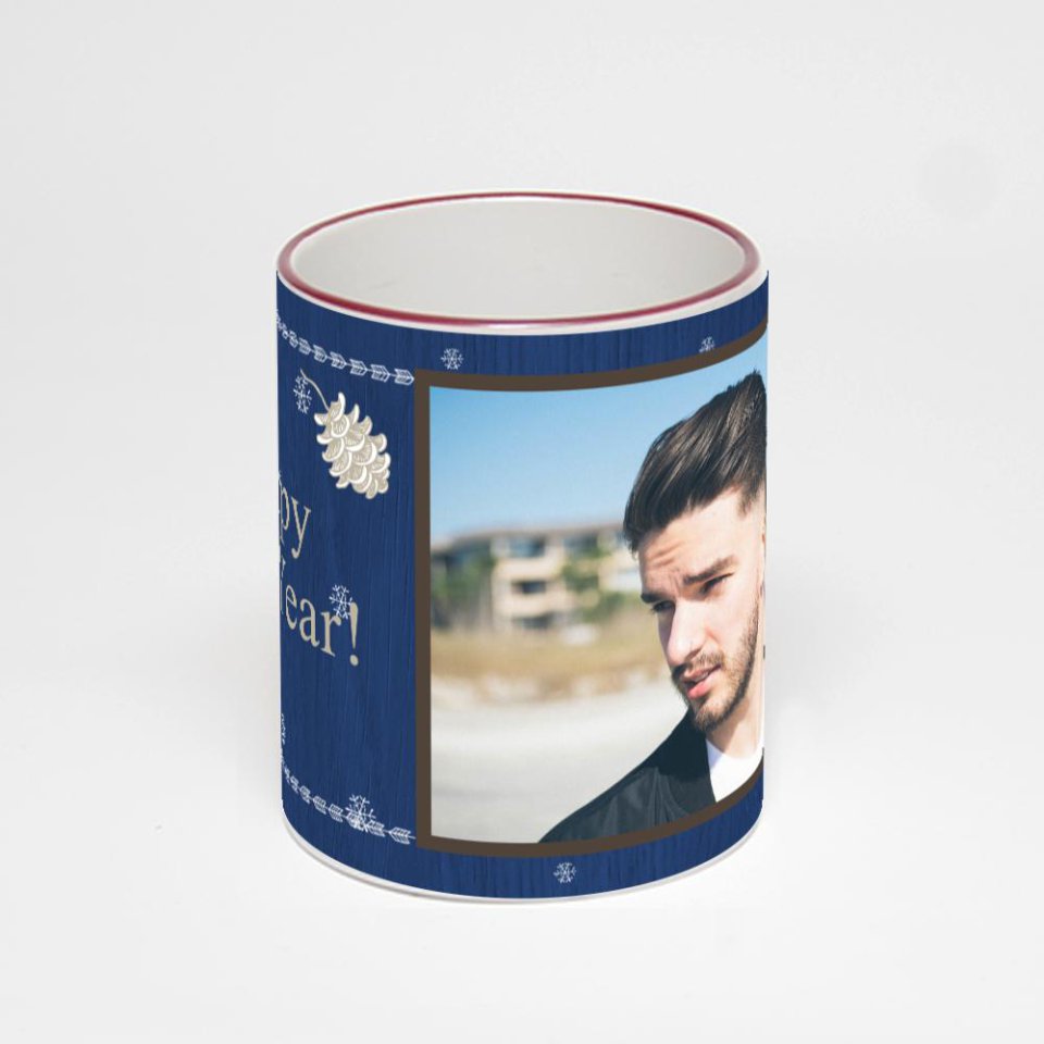 Кружка с бордовой ручкой и ободком