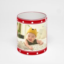 Кружка с бордовой ручкой и ободком