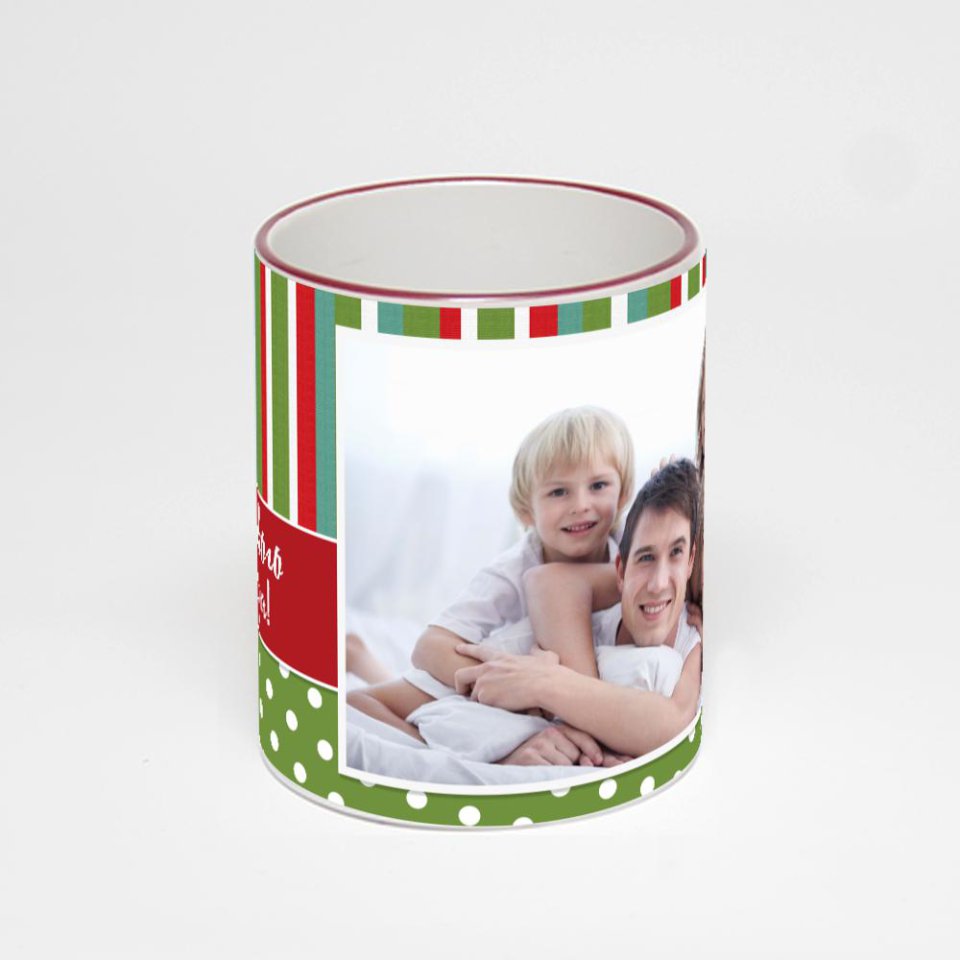 Кружка с бордовой ручкой и ободком