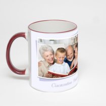 Кружка с бордовой ручкой и ободком