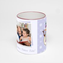 Кружка с бордовой ручкой и ободком