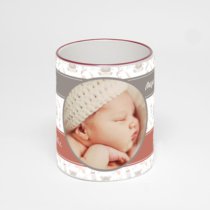 Кружка с бордовой ручкой и ободком