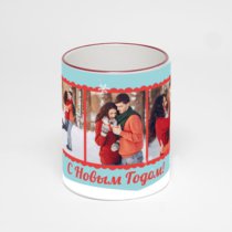 Кружка с бордовой ручкой и ободком