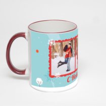 Кружка с бордовой ручкой и ободком