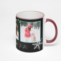 Кружка с бордовой ручкой и ободком