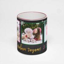 Кружка с бордовой ручкой и ободком