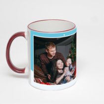 Кружка с бордовой ручкой и ободком