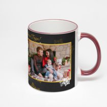 Кружка с бордовой ручкой и ободком