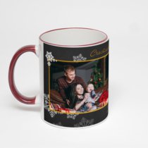 Кружка с бордовой ручкой и ободком