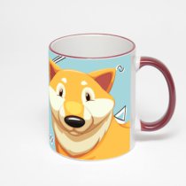 Кружка с бордовой ручкой и ободком