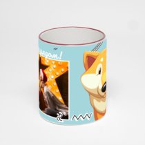 Кружка с бордовой ручкой и ободком