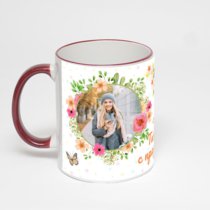 Кружка с бордовой ручкой и ободком