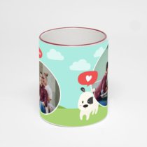 Кружка с бордовой ручкой и ободком