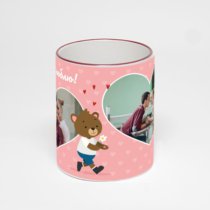 Кружка с бордовой ручкой и ободком