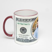 Кружка с бордовой ручкой и ободком