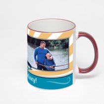 Кружка с бордовой ручкой и ободком