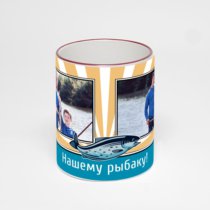 Кружка с бордовой ручкой и ободком