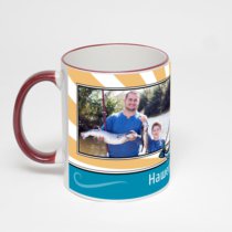 Кружка с бордовой ручкой и ободком